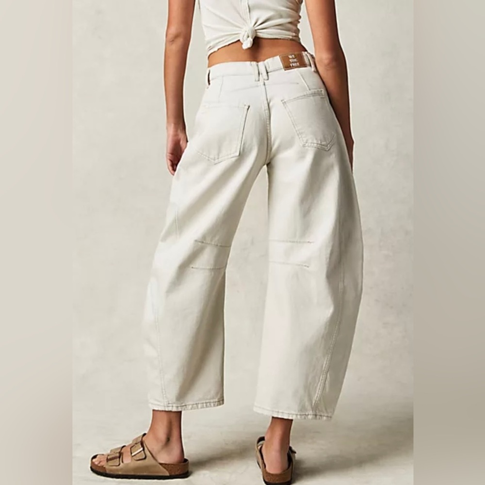 We The Free Cream Wide Leg Cropped Jeans